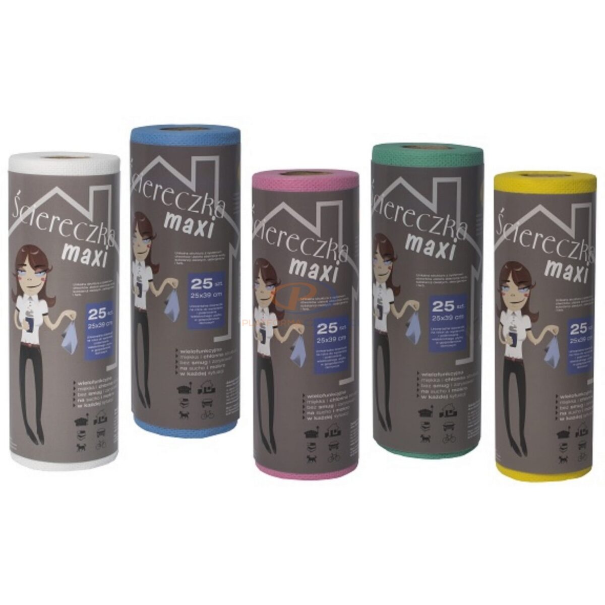 Ściereczki uniwersalne Clean Maxi Kolor 25szt. na rolce karton 38 rolek