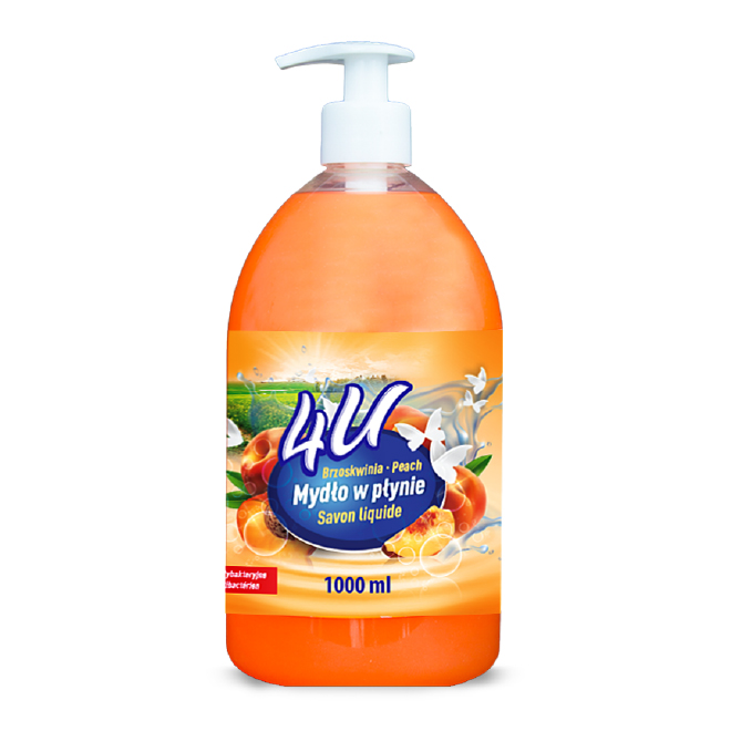 Mydło do rąk Antybakteryjne w płynie 4U 1L brzoskwinia
