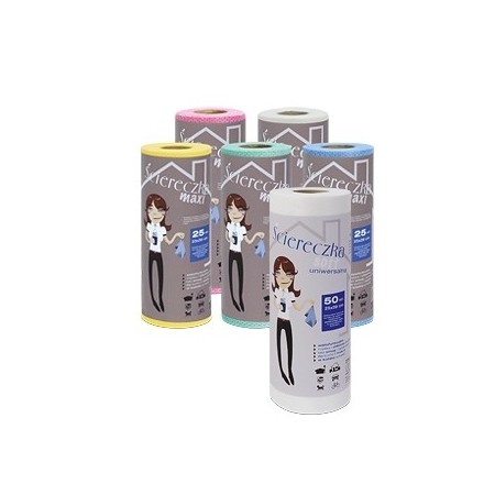 Ściereczki uniwersalne Clean Maxi Kolor 25szt. na rolce w kartonie 6 rolek