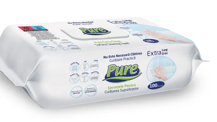 Ściereczki nawilżane do mebli, łazienki, szkła, elektroniki PURE 100 szt EXTRA DUŻE I GRUBE